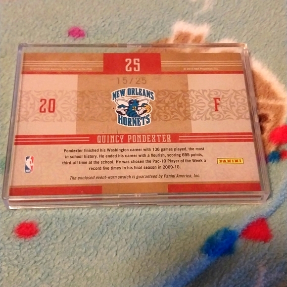 2010/11 Charlotte Hornets Quincy Pondexter Jersey Card 15/25 NBA Letter - Picture 2 of 3
